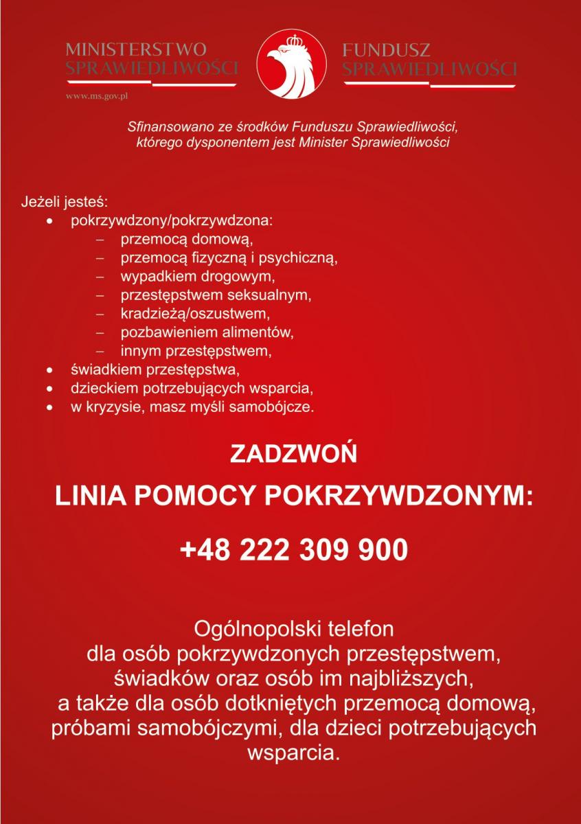 plakat pomocy osobom pokrzywdzonym